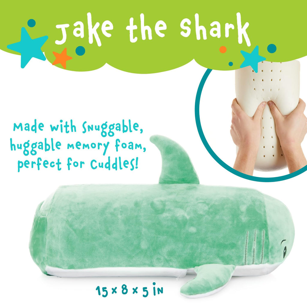 Memory Mates Jake The Shark Memory Foam Pillow Plush,15    Stuffed Animal