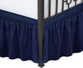 Biscaynebay Wrap Around Bed Skirts With Split Corners For Full Beds 14' Drop, Navy Elastic Dust Ruffles Easy Fit Wrinkle & Fade Resistant Silky Luxurious Fabric Solid Machine Washable