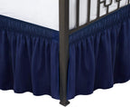 Biscaynebay Wrap Around Bed Skirts With Split Corners For Full Beds 14' Drop, Navy Elastic Dust Ruffles Easy Fit Wrinkle & Fade Resistant Silky Luxurious Fabric Solid Machine Washable