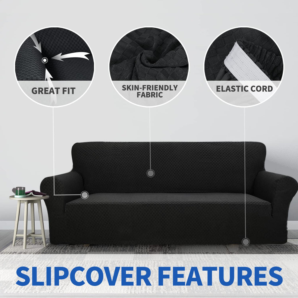 Znsayotx 1 Piece Jacquard Couch Covers For 2 Cushion Couch High Stretch Loveseat Slipcover For Pets Dogs Anti Slip Love Seat Sofa Slipcover Furniture Protector (Loveseat, Peacock Blue)