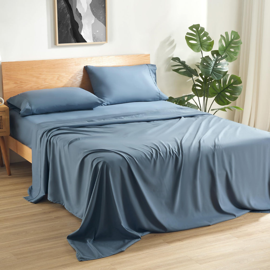 Sleep Zone 4 Pieces Bed Sheets And Pillowcase Sets, Deep Pocket With Fitted Sheet, Flat Sheet, 2 Pillowcases, Breathable & Skin-