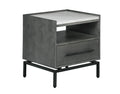 Tommy Hilfiger Ascher Modern Living Room End Table with 1 Drawer, Matte Black Metal Legs, Gray Wood Finish