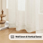 Fmfunctex Linen Sheer Curtains For Living Room, Beige Curtains 90 Inches Long For Bedroom, Natural Flax Blend Window Draperies F