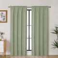 Lecloud Bessie Light Green Curtains 78 Inches Long 2 Pcs, Light Filtering Faux Linen Textured Living Room Curtains for Bedroom, 