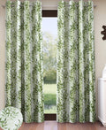 Home Sizzler 2 Pieces Floral Flow Grommet Polyester Window Curtain  5 Feet, Leaf Green