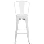 Commercial Grade 30 High White Metal Indoor-Outdoor Barstool with Removable Back