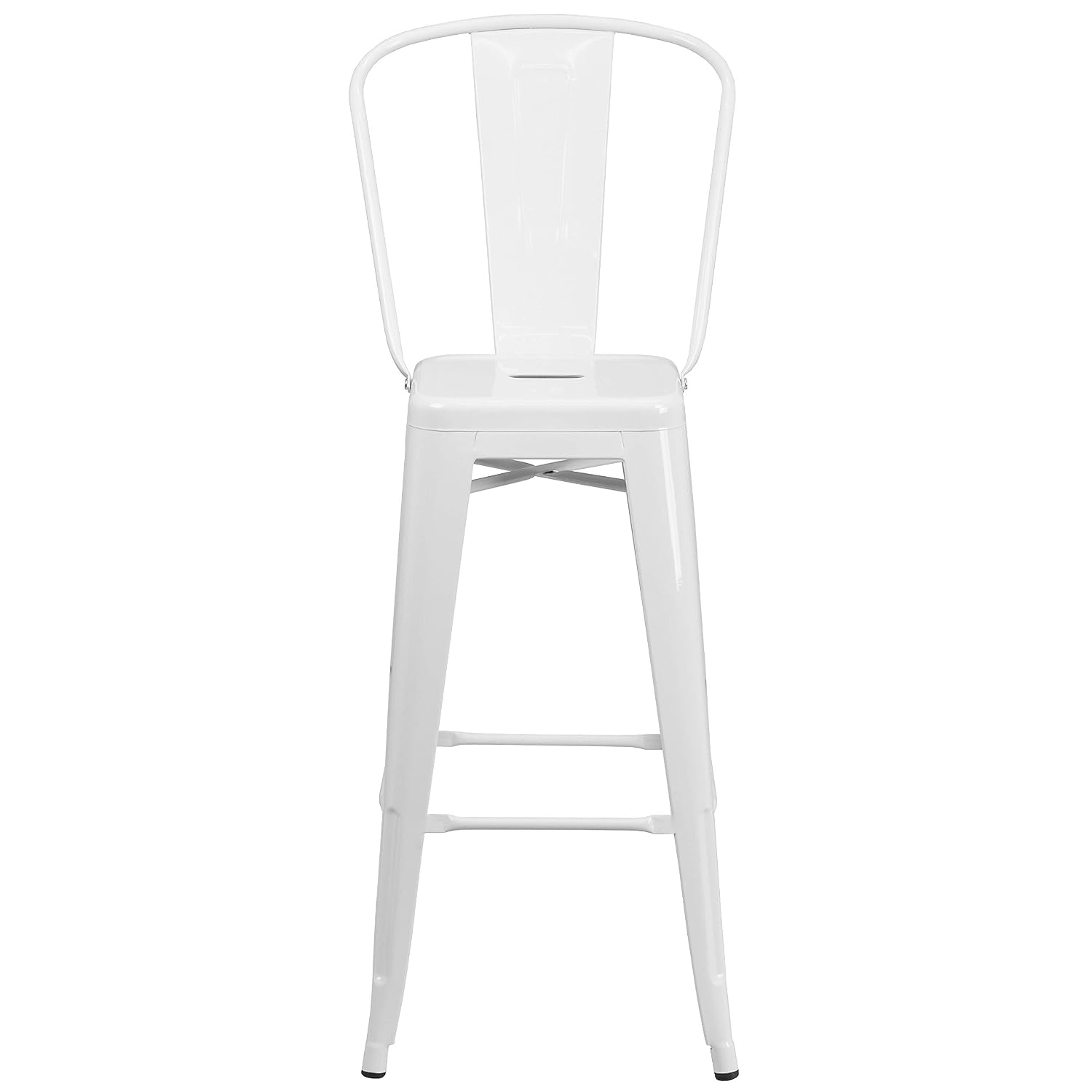 Commercial Grade 30 High White Metal Indoor-Outdoor Barstool with Removable Back