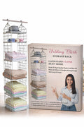 5 Layer Hanging Clothes Storage Rack, Foldable Wardrobe Shelf Organizer, Space Saving Closet Storage For Clothes And Accessories