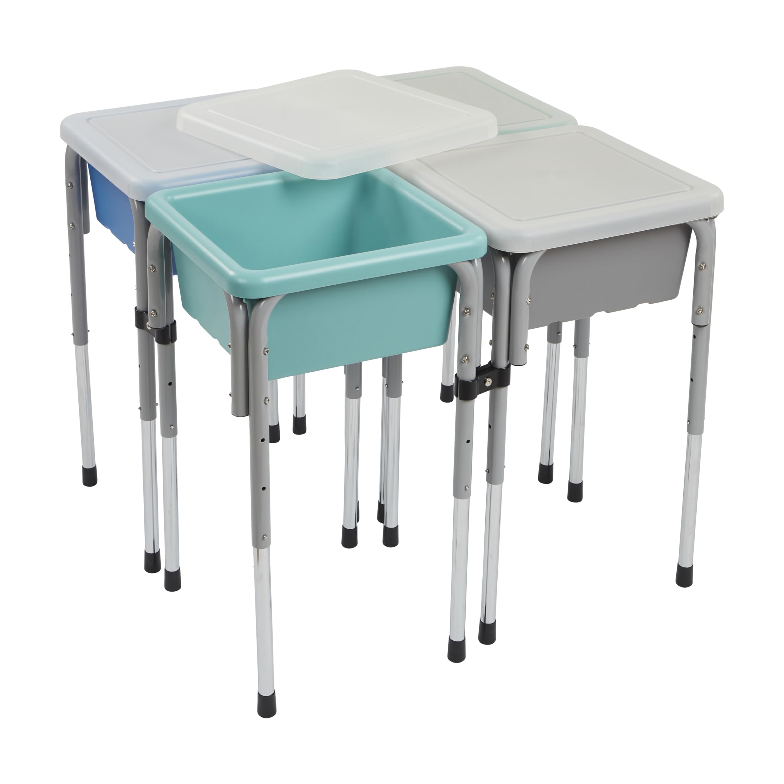 ECR4Kids 4-Station Sand and Water Adjustable Play Table, Sensory Bins, Contemporary