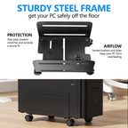 Agptek Cpu Stand, Computer Tower Stand Adjustable Width From 4.7' To 8.2' With 2 Locking Wheels And 2 Caster Wheels, Upc Steel Rolling Stand Computer Stand For Desktop Tower (Black)