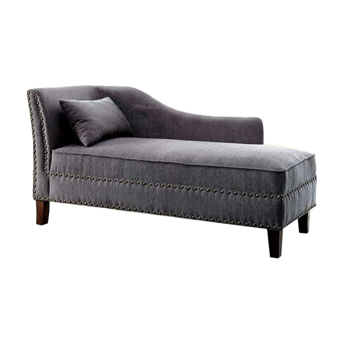 Benjara Benzara Still Water Contemporary Linenlike Fabric Chaise With Pillow, Gray, One,