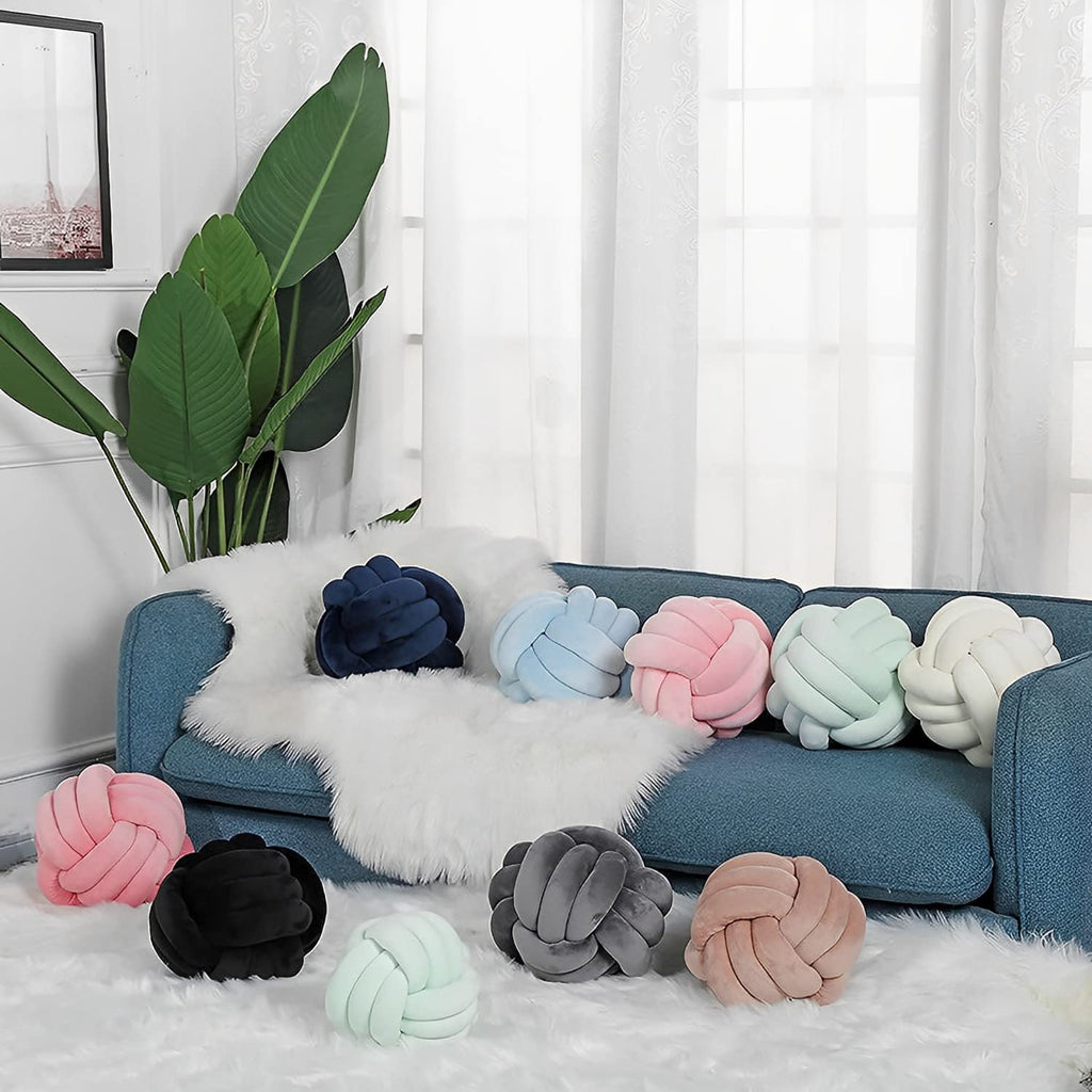 Knot Pillow Ball Round Cushion Pillows, Children Room Decoration Plush Toys Calming Stress Relief Toy (Light Gray,8.5In/22Cm)