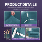 Znsayotx Luxury Velvet Couch Cover 3 Piece Stretch Sofa Covers For 2 Cushion Couch Soft Loveseat Slipcover Living Room Anti Slip Dogs Love Seat Furniture Protector (Peacock Blue), 55'-69'(2 Cushions)