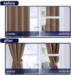 Hiasan Short Mocha Curtains 54 Inch Long, Light Blocking Thermal Insulated Rod Pocket & Back Tab Blackout Drapes Sewn With Tieba