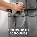 HOME GENIE Over the Door Shoe Organizer, 24 Mesh Pockets, Slate Gray, Holds Up to 40 lbs, Model 840316705363