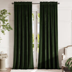 Lazzzy Green Velvet Curtain Thermal Insulated Curtains 108 Inch Long Drapes For Bedroom Living Room Darkening Window Treatments Rod Pocket, Set Of 2, Moss Green
