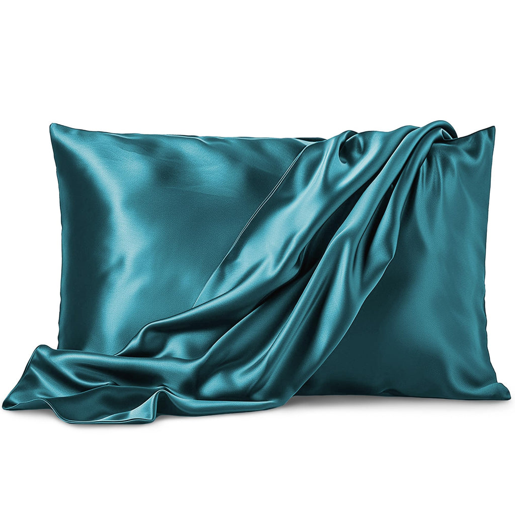Pure Bedding Satin Pillowcase 2 Pack - Queen Size (20''X30'', Teal) - Silky Pillow Cases For Hair And Skin - Satin Pillow Covers