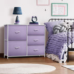 Sorbus Kids Dresser With 5 Drawers - Storage Chest Organizer Unit With Steel Frame, Wood Top & Handles, Tie-Dye Fabric Bins For Clothes - Wide Furniture For Bedroom Hallway Kids Room Nursery & Closet