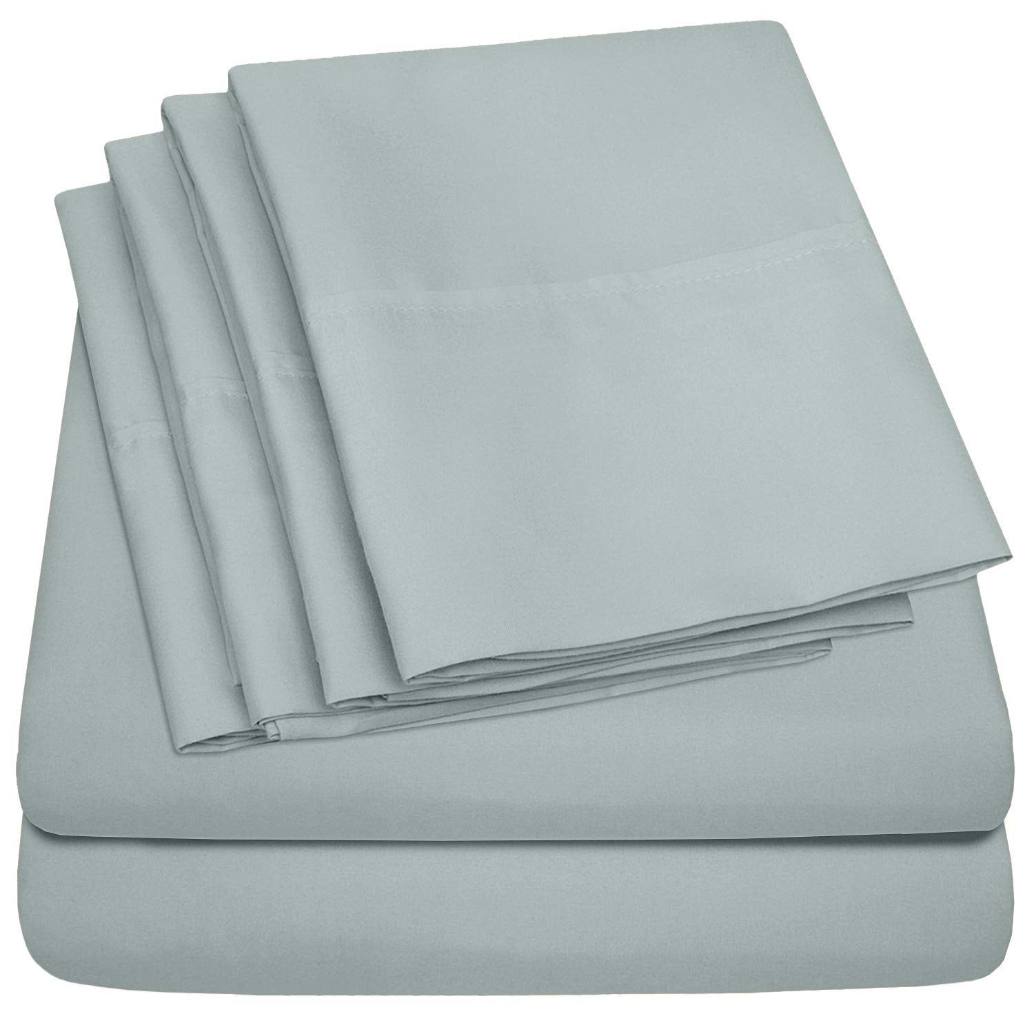6 Piece Bed Sheet Set, Split King, Slate