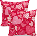 Aeioae Valentines Pillow Covers 22X22 Inch Set Of 2,Red Love Heart Throw Pillows Case,Valentine'S Day Mother'S Day Anniversary D