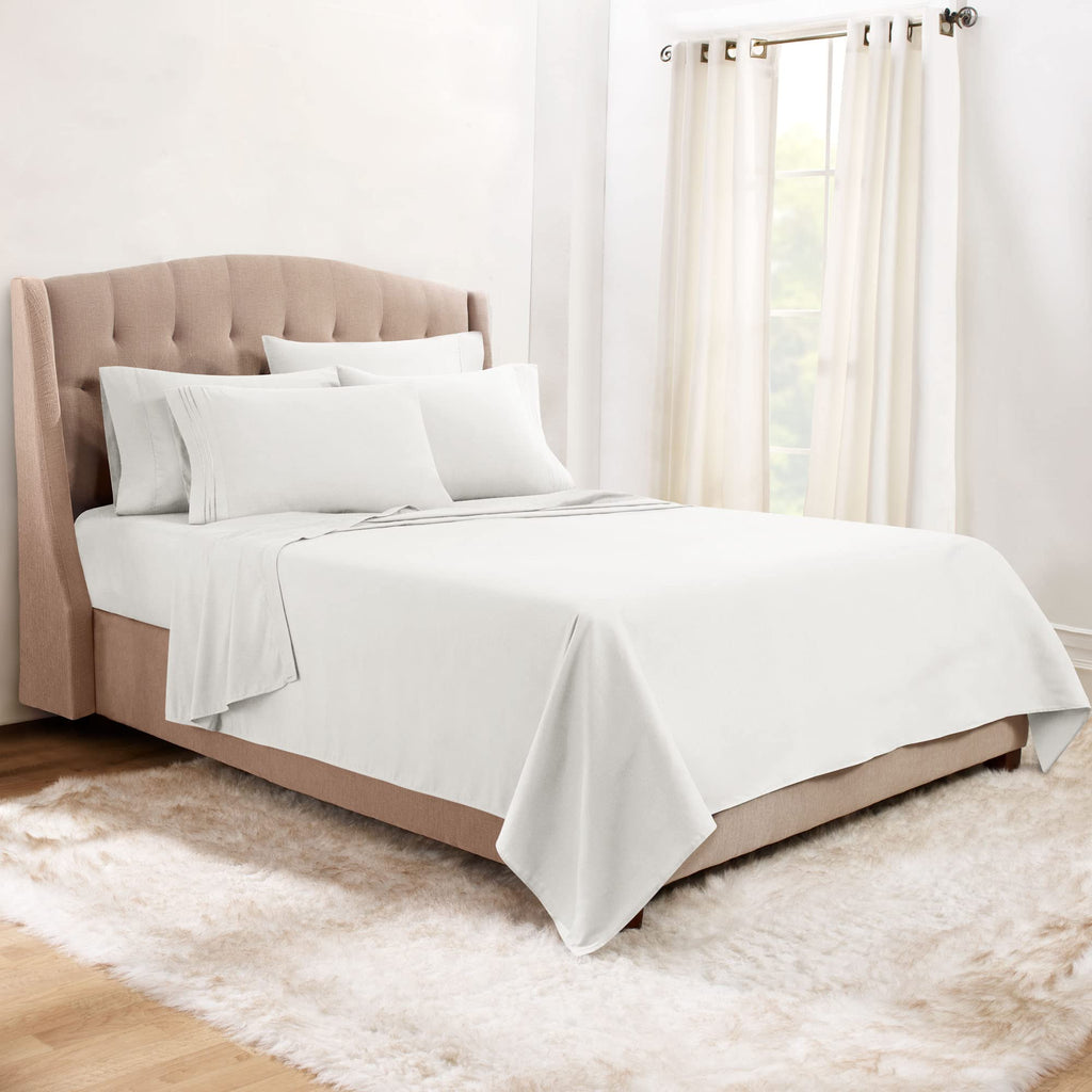 Clara Clark King Sheets, 6 Piece Set - Hotel Luxury Sheets For King Size Bed, Super Soft Bedding Sheets & Pillowcases, King Size Sheets, White
