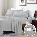 Swift Home Smart Sheets, Ultra Soft Brushed Microfiber 4-Piece Sheet Set, Fitted Bed Sheet With Side Storage Pockets - Silver, K