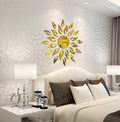 WallDaddy - Sun Golden - 3D Acrylic Decorative Mirror Wall Sticker, Gold, 1 Piece