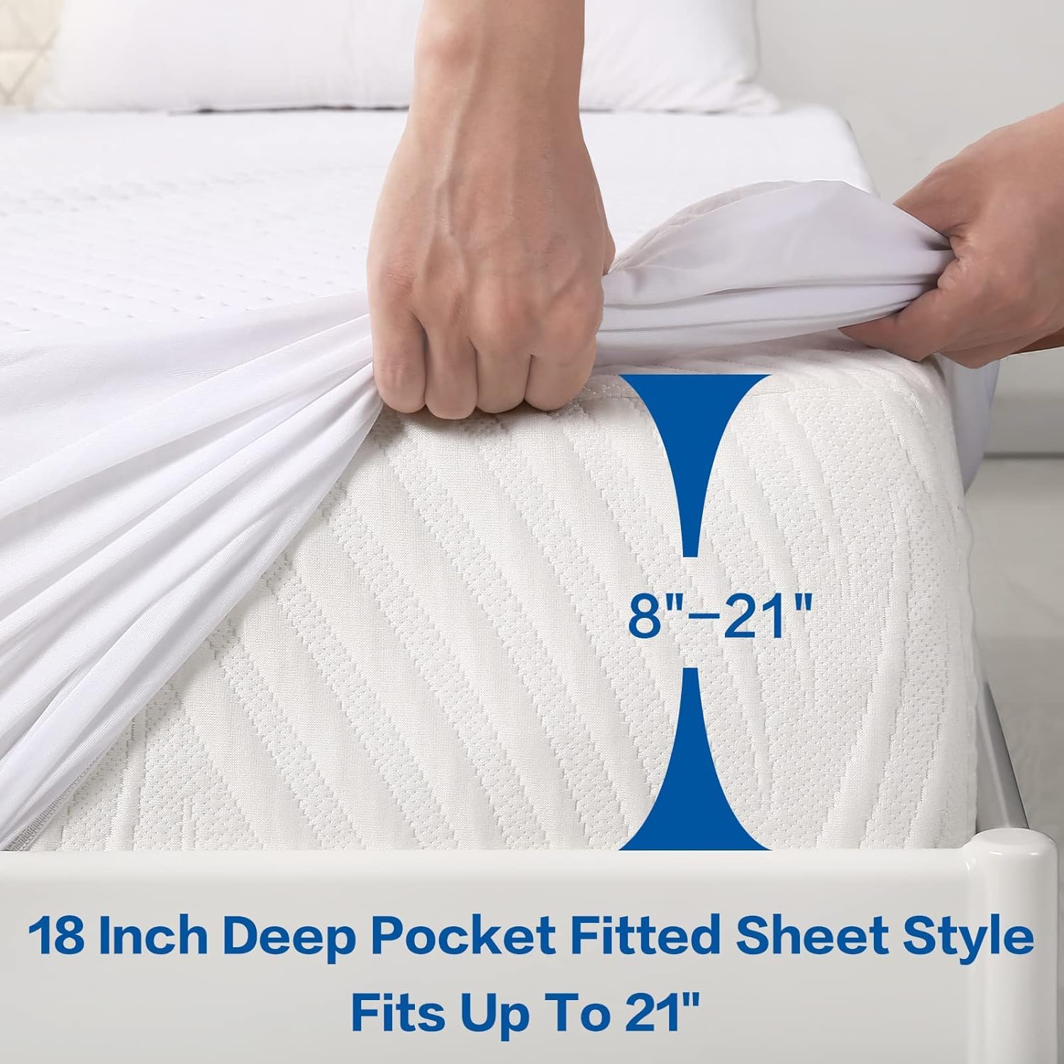 Meritlife Premium 100% Waterproof King Size Mattress Protector Cooling Mattress Pad Cover Breathable Deep Pocket Protection Mach