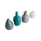 Creative Co-Op Blue & Ivory Terracotta Vases (Set of 4 Sizes)