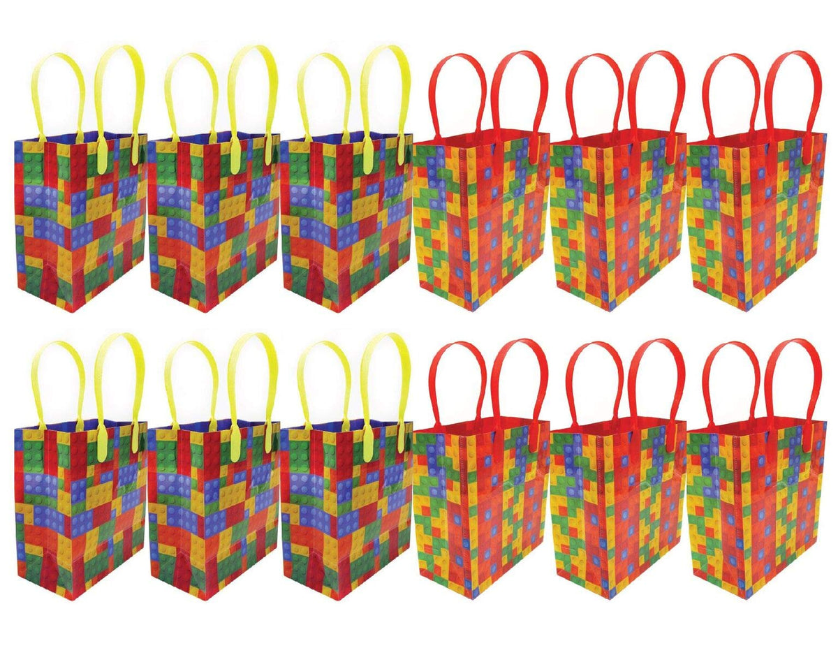 Tiny Mills Building Blocks Brick Party Favor Bags Treat Bags With Handles Birthday Party Goody Bags Candy Bags Pack Of 12