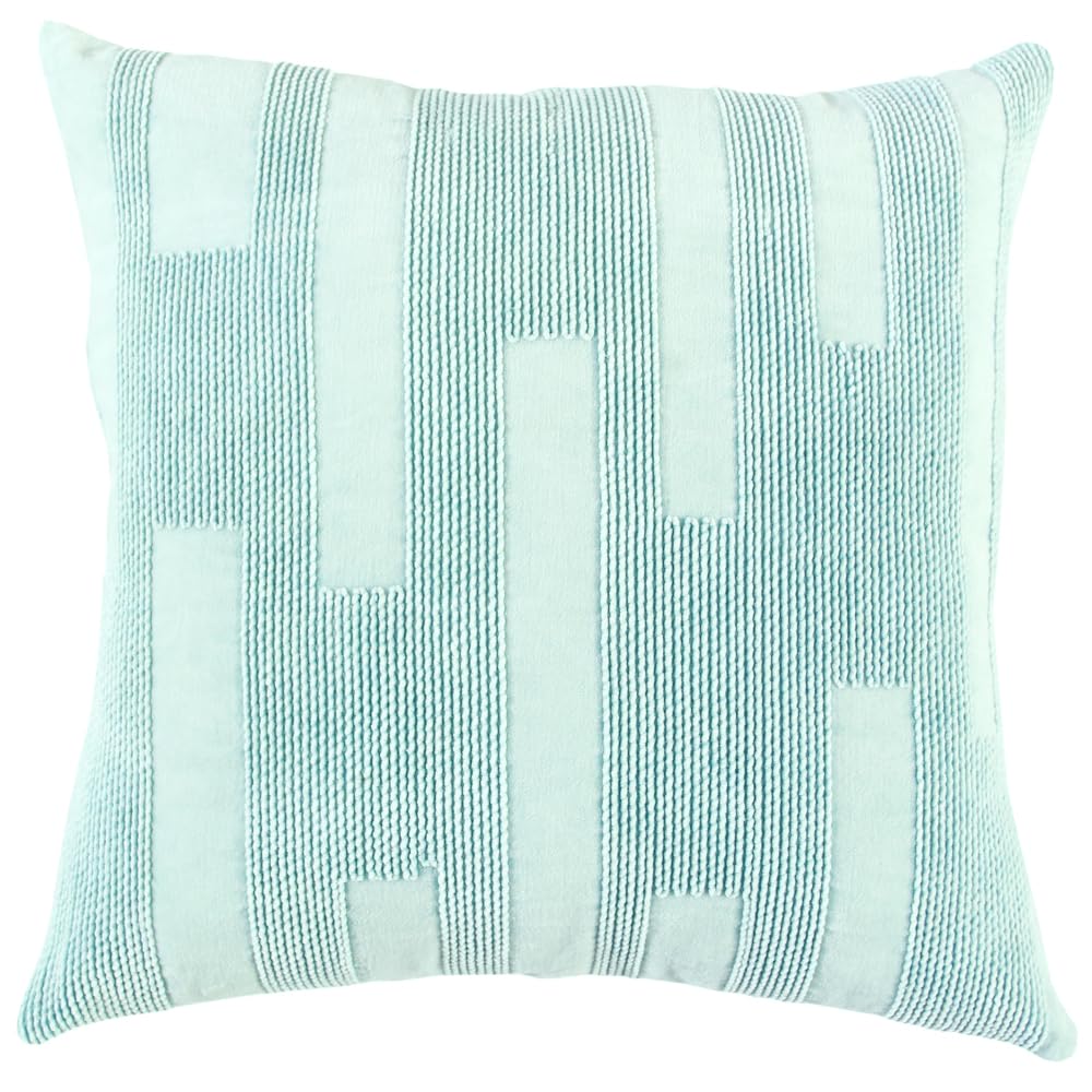 Rizzy Home 20" x 20" Down Filled Pillow with Cotton Velvet Cover-Light Blue