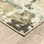 HomeRoots Polypropylene 7’ x 9’ Beige and Blue Block Indoor Area Rug