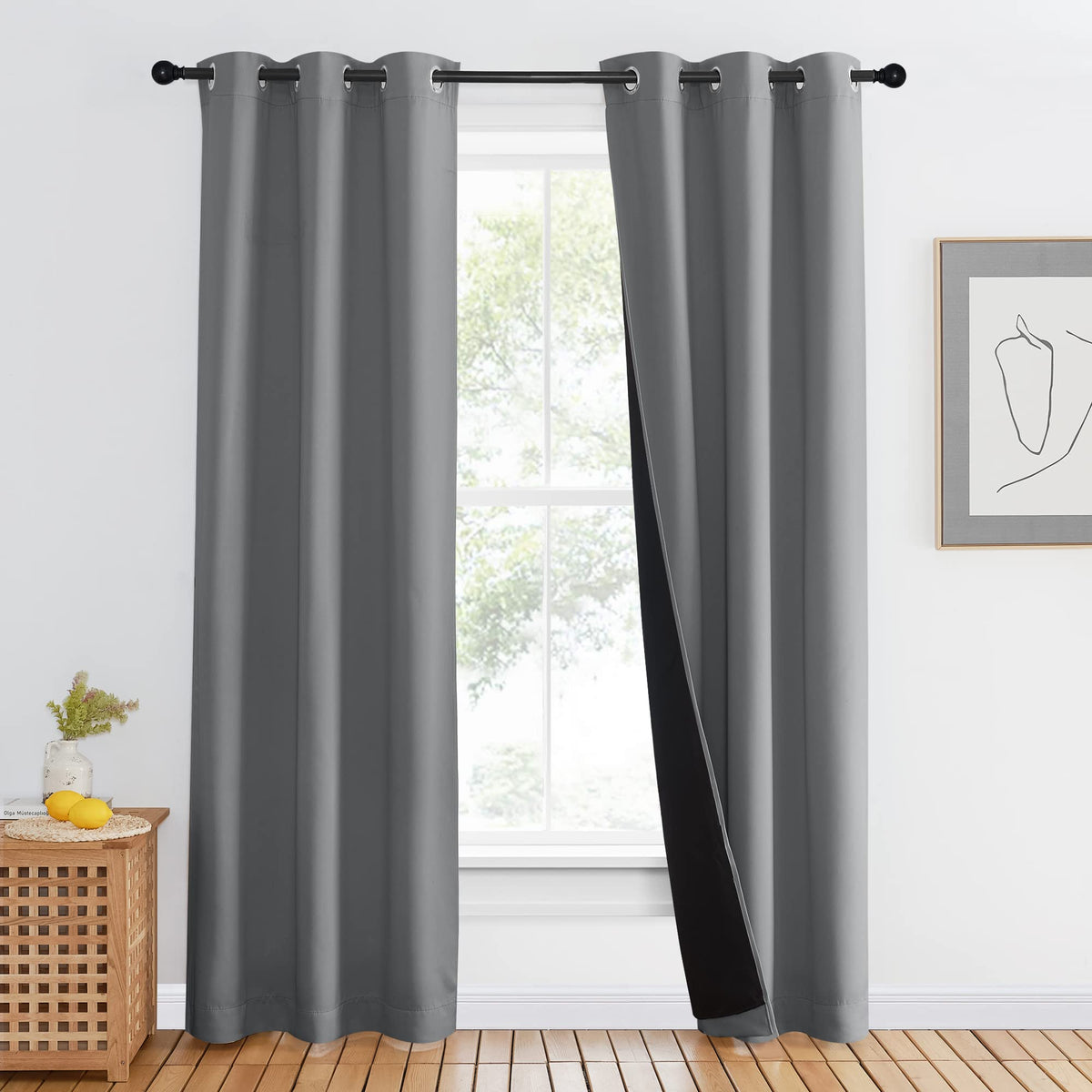 Nicetown Full Shade Curtain Panel, Energy Smart & Noise Blocking Out Blackout Drape For Dining Room Window, Thermal Insulated Gu