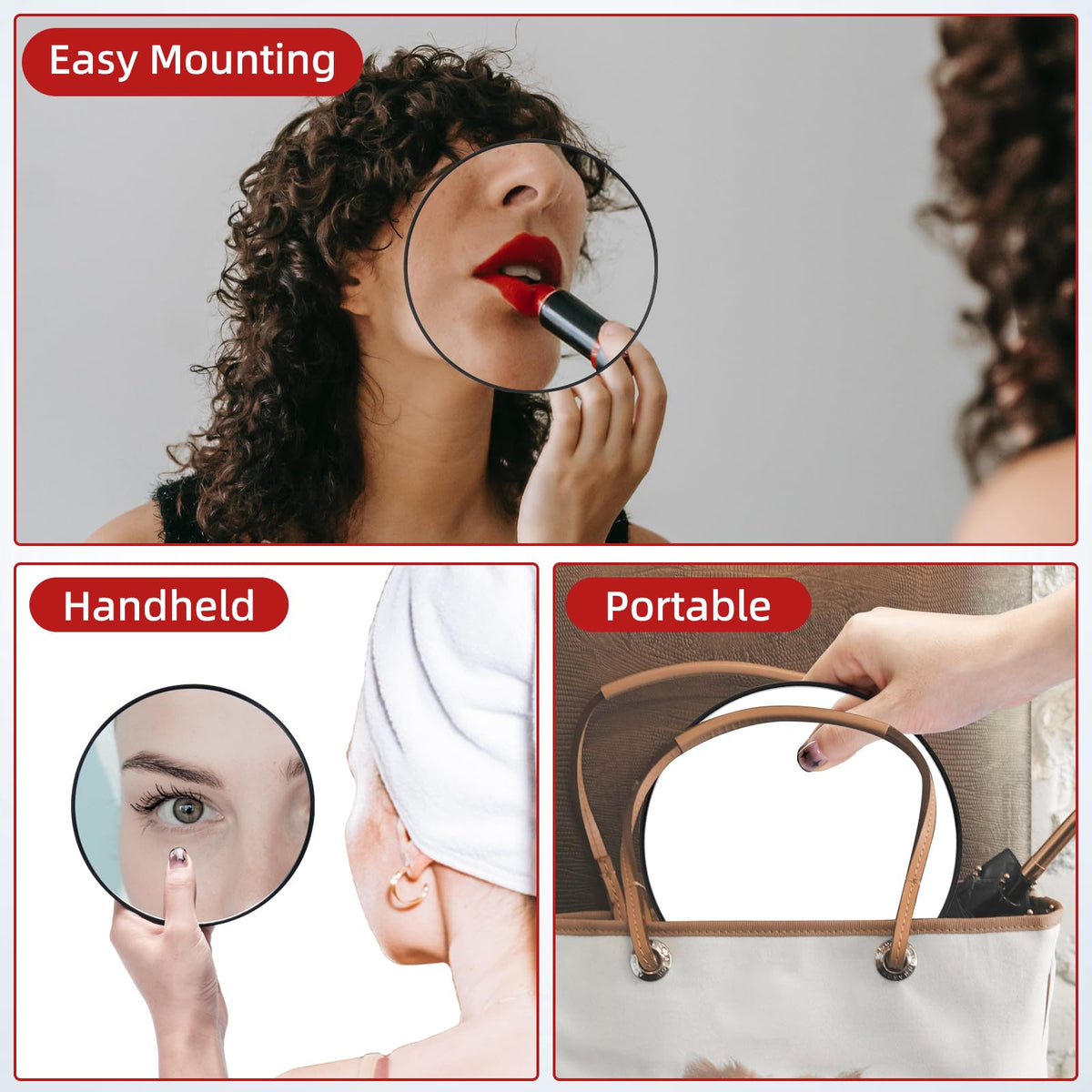 5X Makeup Magnifying Mirror 6' Magnifying Mirror With Suction Cups, Travel Makeup 5X Magnification Large Magnified Mirror, Comp