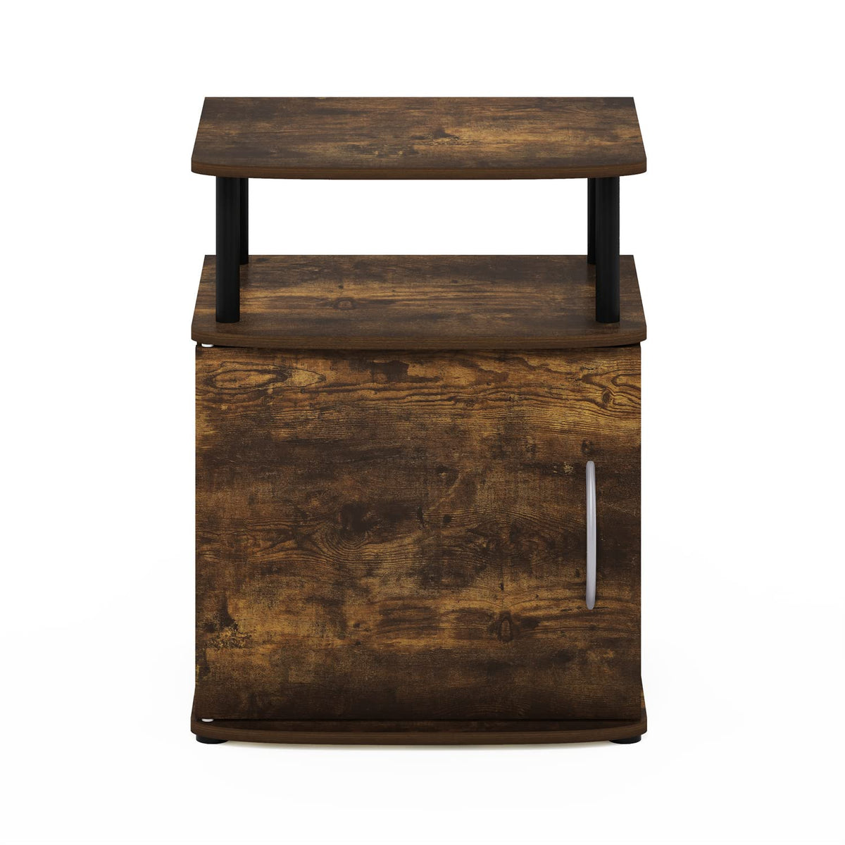 Furinno Jaya End Side Sofa Table/Nightstand with Door, Amber Pine/Black