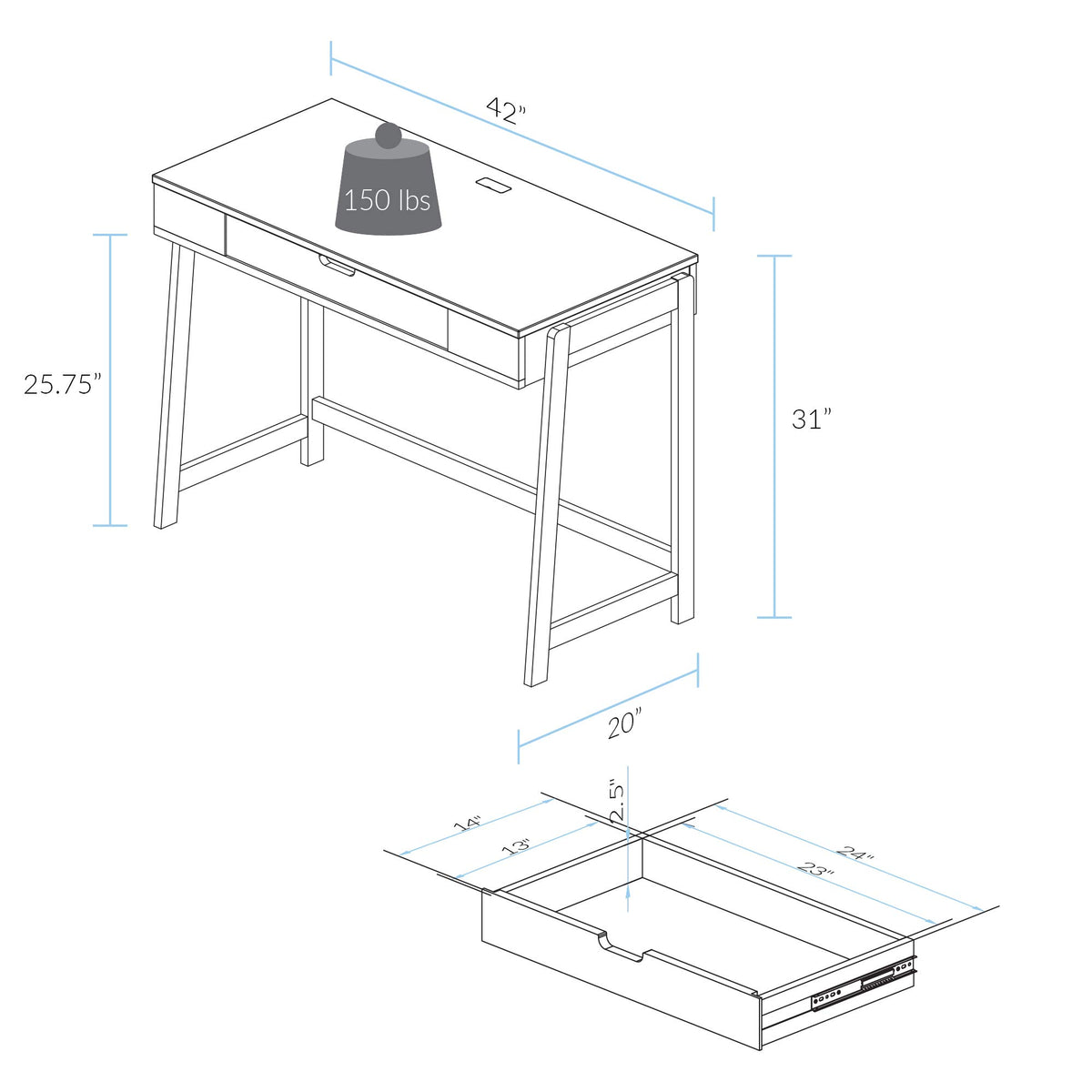 Neorustic Smart Desk With Usb Ports, Solid American Maple Legs