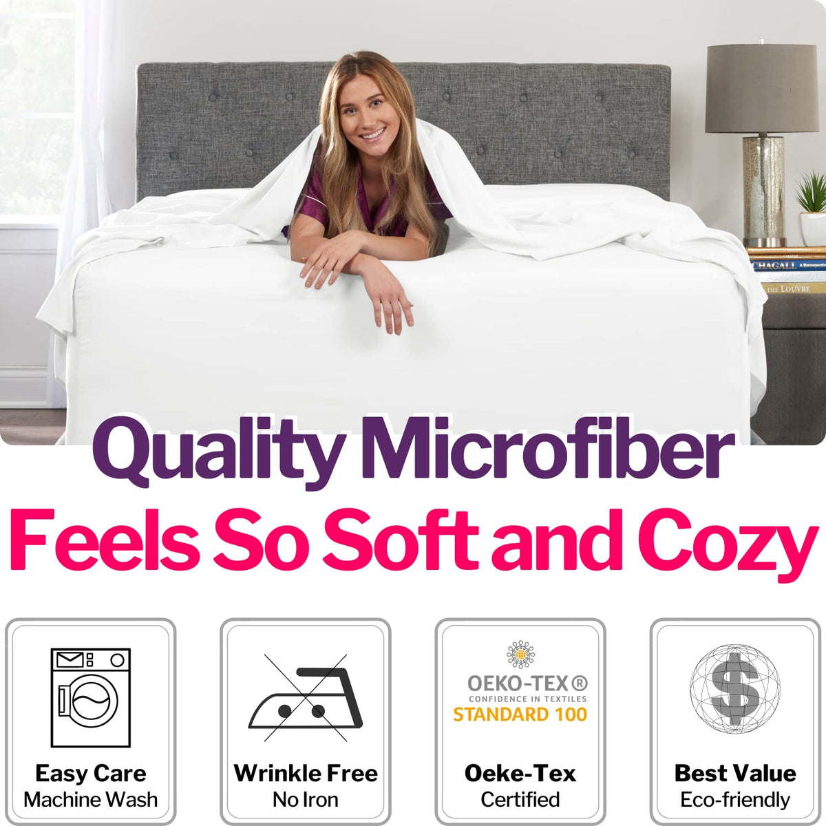 Extra Deep Pocket Full Bed-Sheets - 4-Piece Includes: 18   -21    Inch Super Extra Deep Pocket Fitted Sheet - Oversize Flat Shee