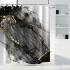 AWERT Dreamy Ink Art Black Glod Marble Shower Curtain for Bathroom Modern High Definition Printing Waterproof Shower Curtain wit
