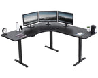 Vivo Electric Height Adjustable 71 X 71 Inch Curved Corner Stand Up Desk, Black Table Top, Black Frame, Memory Controller, L-Shaped Workstation, E3C Series, Desk-Kit-E3Cb2