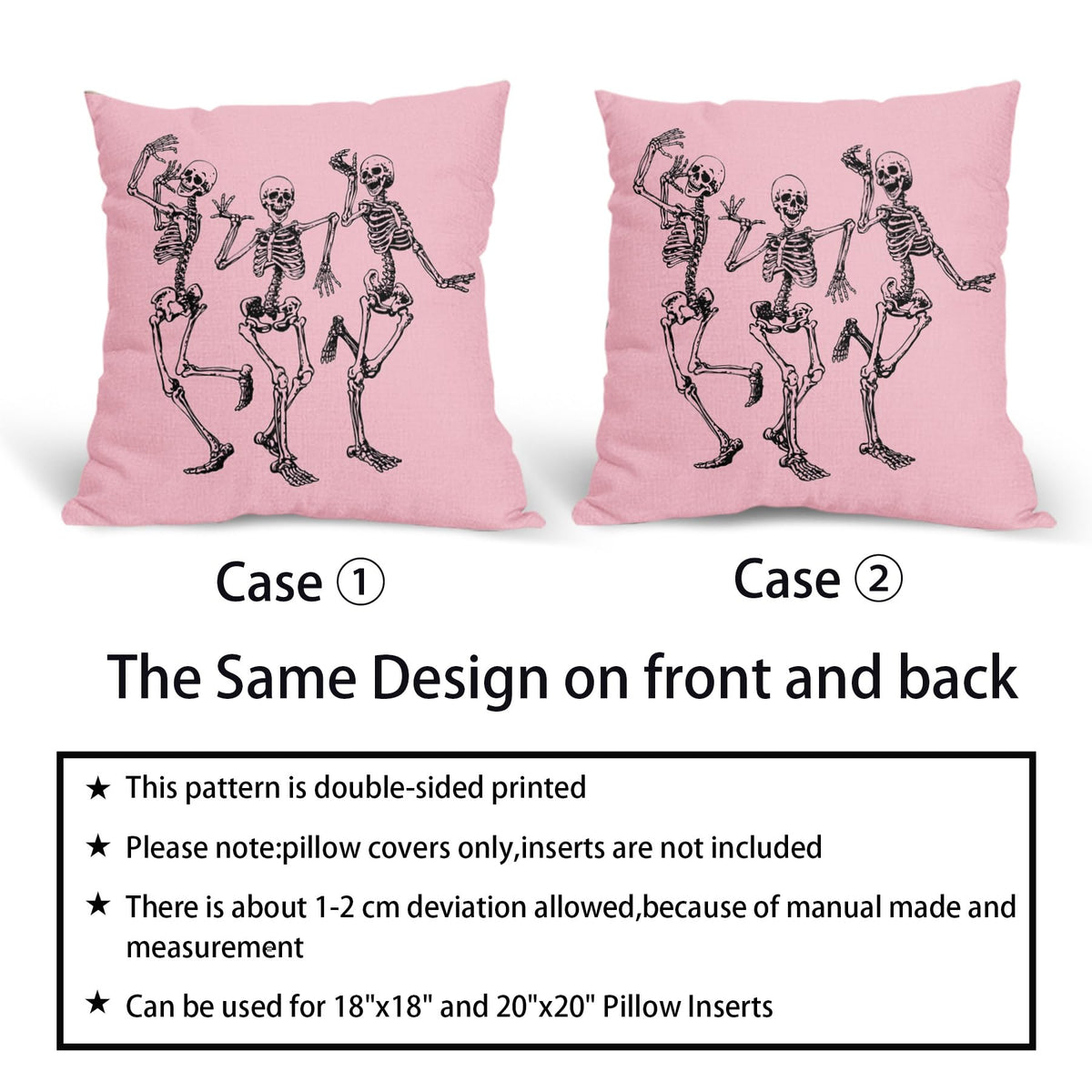 Halloween Skull Pillow Covers 16X16 In Set Of 2 Cute Funny Skeleton Decorative Pillow Cases Vintage Pink Pillow Covers Cotton Li
