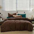Karever Brown 3Pcs Bedding Set (Twin) - Chestnut Brown Comforter, Solid Pattern, All Season, Cotton Surface, Lightweight, Fade-R