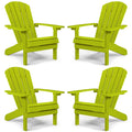 Yefu Adirondack Chairs Set Of 4 Plastic Weather Resistant-Kelly Green, Modern Poly Lumber Outdoor Chairs Like Real Wood, Widely Used In Outdoor, Patio, Deck, Outside, Fire Pit, Campfire Chairs