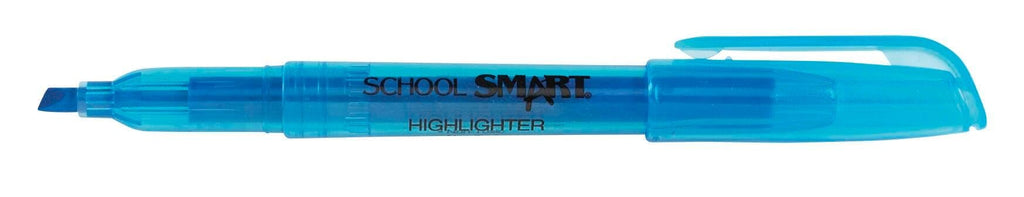 School Smart Pen Style Highlighters, Chisel Tip, Blue, Pack Of 12