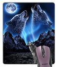 Knseva Cool Wolves Howling At The Moon Rectangle Mouse Pad, Grey Wolf Bright Moonlight Great Mountain Mouse Pads Custom Design