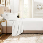 Clara Clark King Sheets, 6 Piece Set - Hotel Luxury Sheets For King Size Bed, Super Soft Bedding Sheets & Pillowcases, King Size Sheets, White