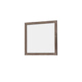 Benjara Transitional Square Shape Wooden Frame Mirror with Textured Details, Brown