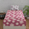 Huesland By Ahmedabad Cotton 144 Tc Single Cotton Bedsheet With 1 Pillow Cover  Mauve & White