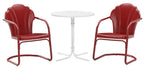 Crosley Furniture Tulip 3-Piece Outdoor Bistro Set, Retro Metal Patio Table and Chairs for Dining, Porch, Dark Red Satin