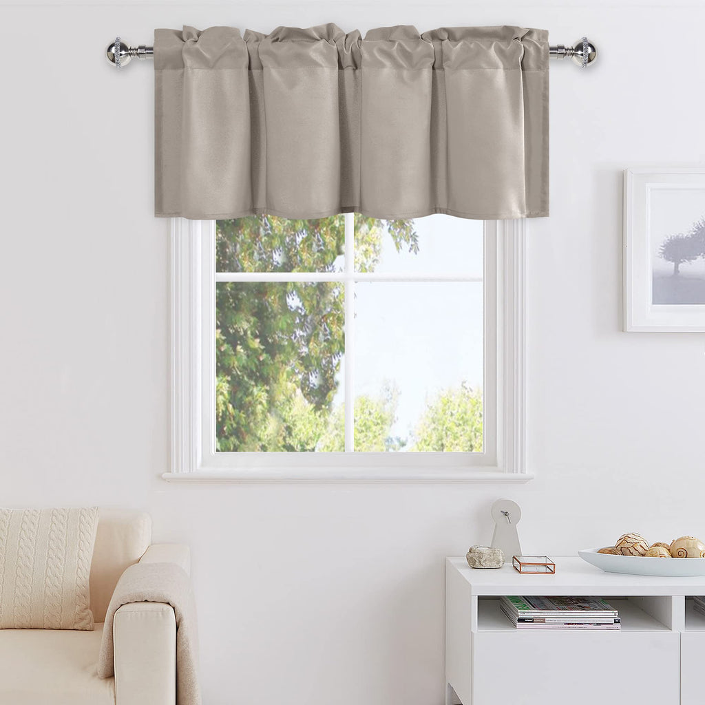 DWCN Valance Curtains for Kitchen Windows, Basement Window Curtains 18 Inches, Rod Pocket Bathroom Curtains - 1 Panel, 42 X 18 I