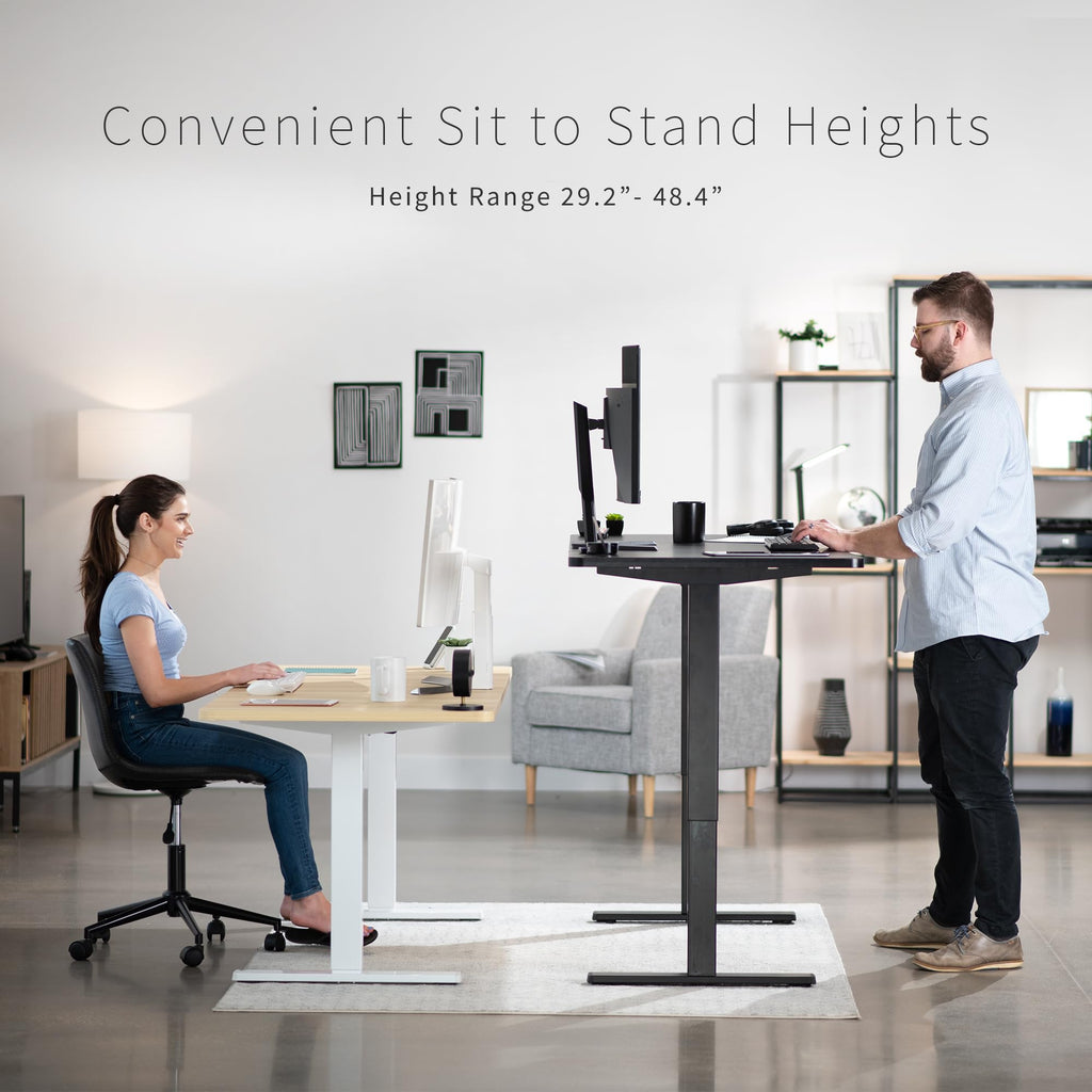 Vivo Electric 71 X 30 Inch Standing Desk Workstation, Memory Controller Height Adjustment, 1B Series, Dark Gray Top Black Frame, Desk-Kit-1B7G